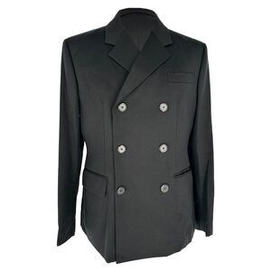 Prada Double-breasted Blazer in Black Wool